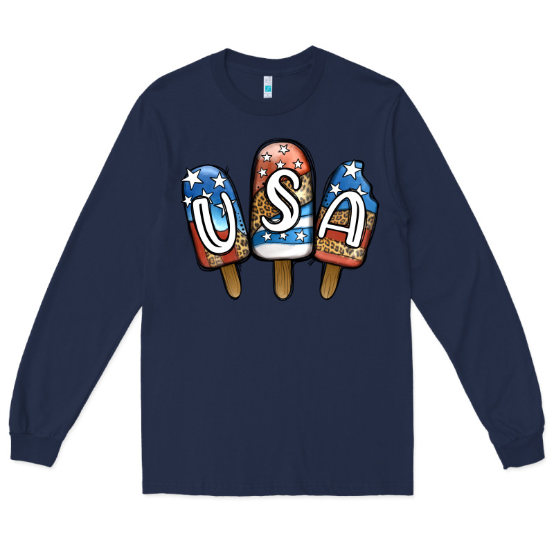 Usa Patriotic Leopard Popsicles Long Sleeve Tee by Jasminsmagicworld | Teevron