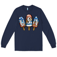 Navy USA Patriotic Leopard Popsicles Long Sleeve Tee - Jasminsmagicworld