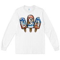 White USA Patriotic Leopard Popsicles Long Sleeve Tee - Jasminsmagicworld