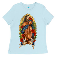 Baby Blue Lady of Guadalupe with Roses Ladies Tee - texasbilliewilder