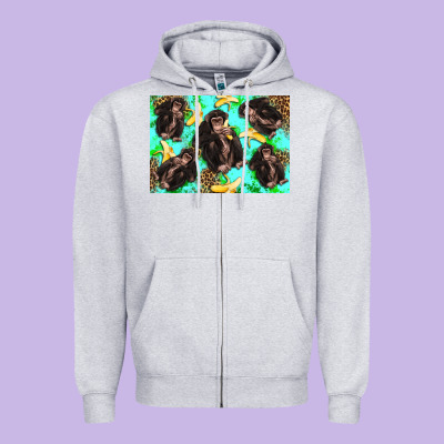 Monkey Bananas Kid's Bottle Zipper Hoodie Designed By Artiststas