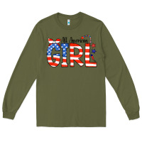 Army Green All American Girl Bandana Long Sleeve Tee - CowCowDesign