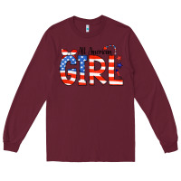 Burgundy All American Girl Bandana Long Sleeve Tee - CowCowDesign
