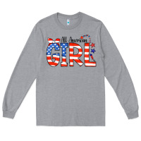 Heather Grey All American Girl Bandana Long Sleeve Tee - CowCowDesign