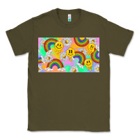 Army Green smile faces and rainbow and daisys Classic Tee - TumblerDesignByShophia
