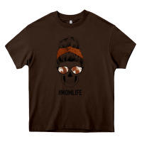 Chocolate Brown Western Brown Glitter Cowhide Patterned Mom Skull Heavy Core Tee - Bettercallsaul