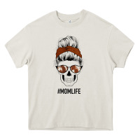 Cream Western Brown Glitter Cowhide Patterned Mom Skull Heavy Core Tee - Bettercallsaul