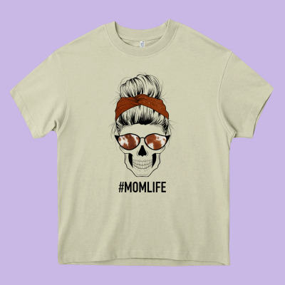Western Brown Glitter Cowhide Patterned Mom Skull Heavy Core Tee Designed By Bettercallsaul