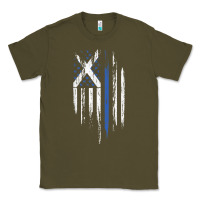 Army Green Scottish American Flag Combo Scotland USA Saltire Gift Classic Tee - trangStudio