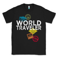 Black world traveler passport stamp gift shirt for men and women t shirt Classic Tee - trangStudio