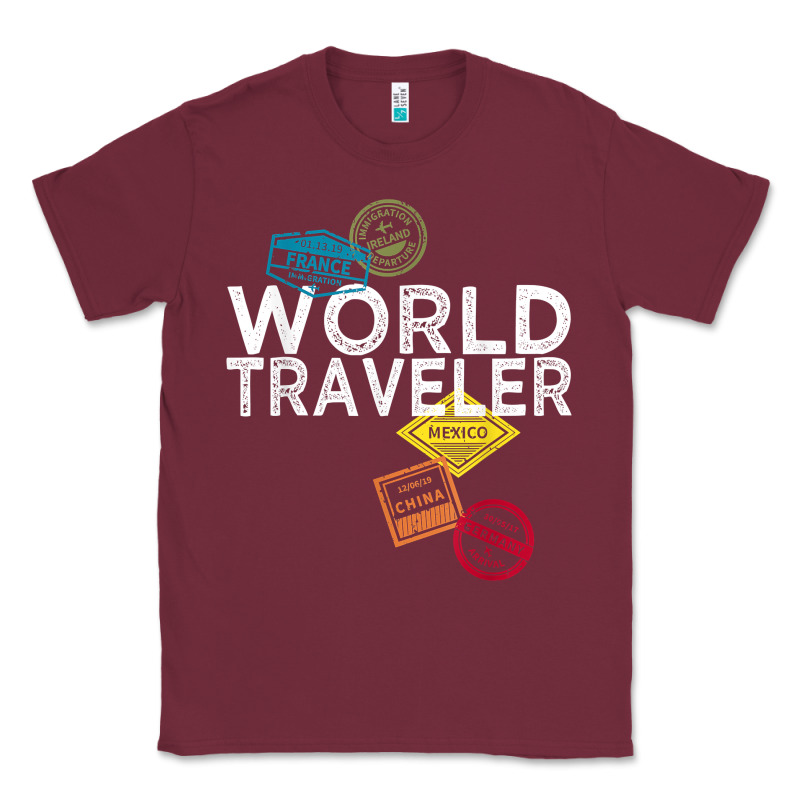 World Traveler Passport Stamp Gift Shirt For Men And Women T Shirt Classic Tee by trangStudio | Teevron