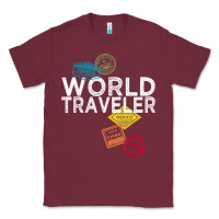 Burgundy world traveler passport stamp gift shirt for men and women t shirt Classic Tee - trangStudio