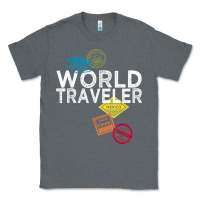 Charcoal Heather world traveler passport stamp gift shirt for men and women t shirt Classic Tee - trangStudio