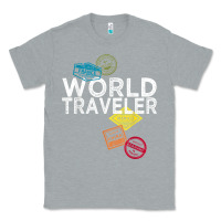 Heather Grey world traveler passport stamp gift shirt for men and women t shirt Classic Tee - trangStudio