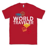 Red world traveler passport stamp gift shirt for men and women t shirt Classic Tee - trangStudio