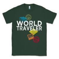 Sports Green world traveler passport stamp gift shirt for men and women t shirt Classic Tee - trangStudio