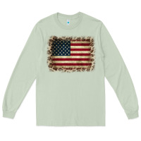 Matcha America Flag and Leopard Long Sleeve Tee - CowCowDesign