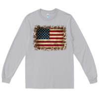Moon Dust America Flag and Leopard Long Sleeve Tee - CowCowDesign