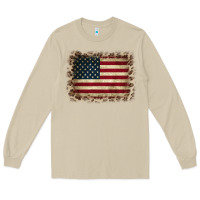 Mushroom America Flag and Leopard Long Sleeve Tee - CowCowDesign