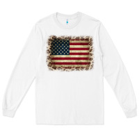 White America Flag and Leopard Long Sleeve Tee - CowCowDesign