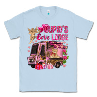 Dusty Blue Cupid's love lodge with truck Valentine's Day Classic Tee - HowdyJamesFarm