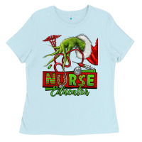 Baby Blue grinch hand nurse educator Ladies Tee - NancyCooperArtShop