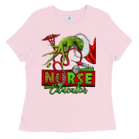 Bubblegum Pink grinch hand nurse educator Ladies Tee - NancyCooperArtShop