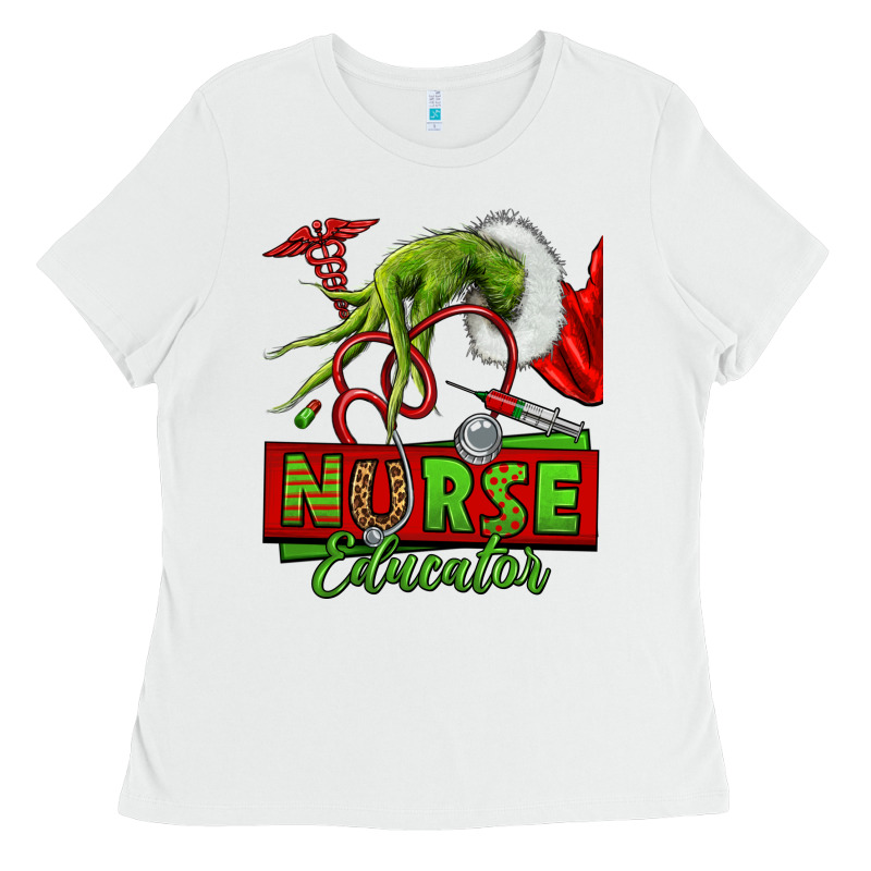 Grinch Hand Nurse Educator Ladies Tee by NancyCooperArtShop | Teevron
