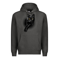 Charcoal Heather Black Cat Yellow EyesCats Tee Shirt Gifts Premium Hoodie - trangStudio
