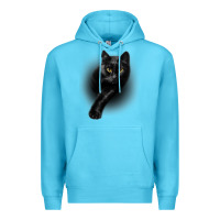 Ocean Blue Black Cat Yellow EyesCats Tee Shirt Gifts Premium Hoodie - trangStudio