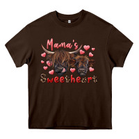 Chocolate Brown mama's sweetheart highland cow and calf Heavy Core Tee - RanaPortraitStore