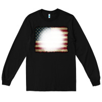 Black American Flag Bleach Effect Long Sleeve Tee - CowCowDesign