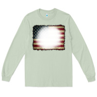Matcha American Flag Bleach Effect Long Sleeve Tee - CowCowDesign