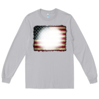 Moon Dust American Flag Bleach Effect Long Sleeve Tee - CowCowDesign