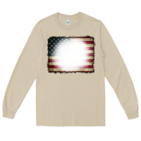 Mushroom American Flag Bleach Effect Long Sleeve Tee - CowCowDesign