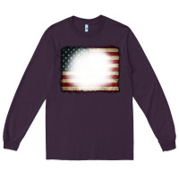 Plum American Flag Bleach Effect Long Sleeve Tee - CowCowDesign