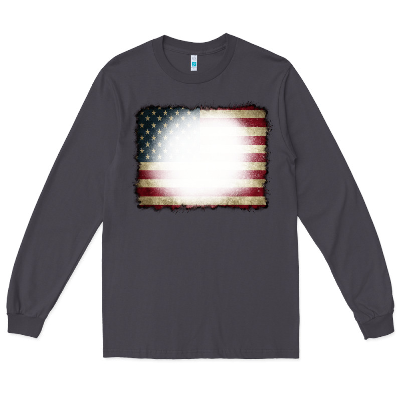 American Flag Bleach Effect Long Sleeve Tee by CowCowDesign | Teevron