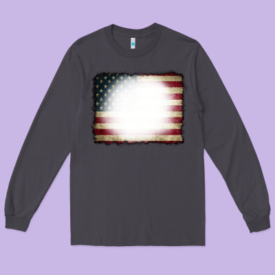 American Flag Bleach Effect Long Sleeve Tee Designed By Cowcowdesign