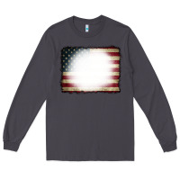 Smoke American Flag Bleach Effect Long Sleeve Tee - CowCowDesign