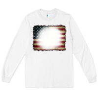 White American Flag Bleach Effect Long Sleeve Tee - CowCowDesign