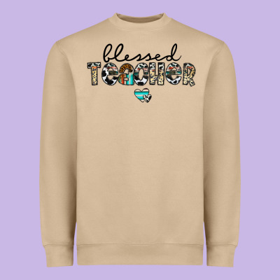Blessed Teacher Heavyweight Sweatshirt Designed By Cowhidedigitalart