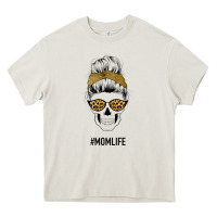 Cream Yellow Glitter, Leopard Pattern Mom Skull Heavy Core Tee - Bettercallsaul