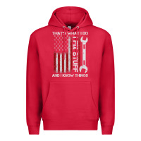 Cardinal That_s What I Do I Fix Stuff And I Know Things American Flag Premium Hoodie - trangStudio