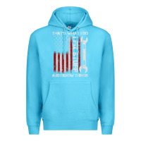 Ocean Blue That_s What I Do I Fix Stuff And I Know Things American Flag Premium Hoodie - trangStudio