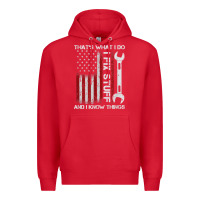 Red That_s What I Do I Fix Stuff And I Know Things American Flag Premium Hoodie - trangStudio
