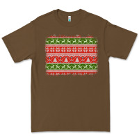 Cacao knitted christmas reindeer pine tree background Premium Tee - Jasminsmagicworld