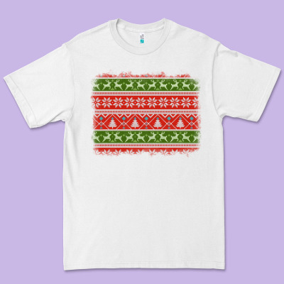 Knitted Christmas Reindeer Pine Tree Background Premium Tee Designed By Jasminsmagicworld