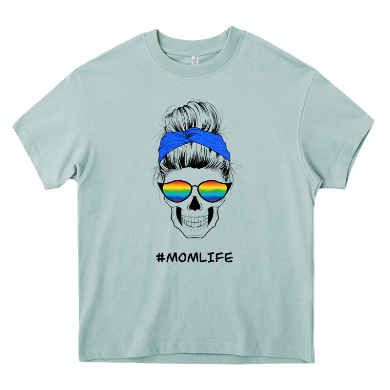 Blue Glitter Rainbow Mom Skull Heavy Core Tee by Bettercallsaul | Teevron