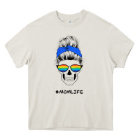 Cream Blue Glitter Rainbow Mom Skull Heavy Core Tee - Bettercallsaul
