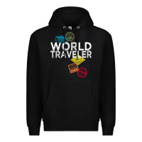 Black world traveler passport stamp gift shirt for men and women t shirt Premium Hoodie - trangStudio